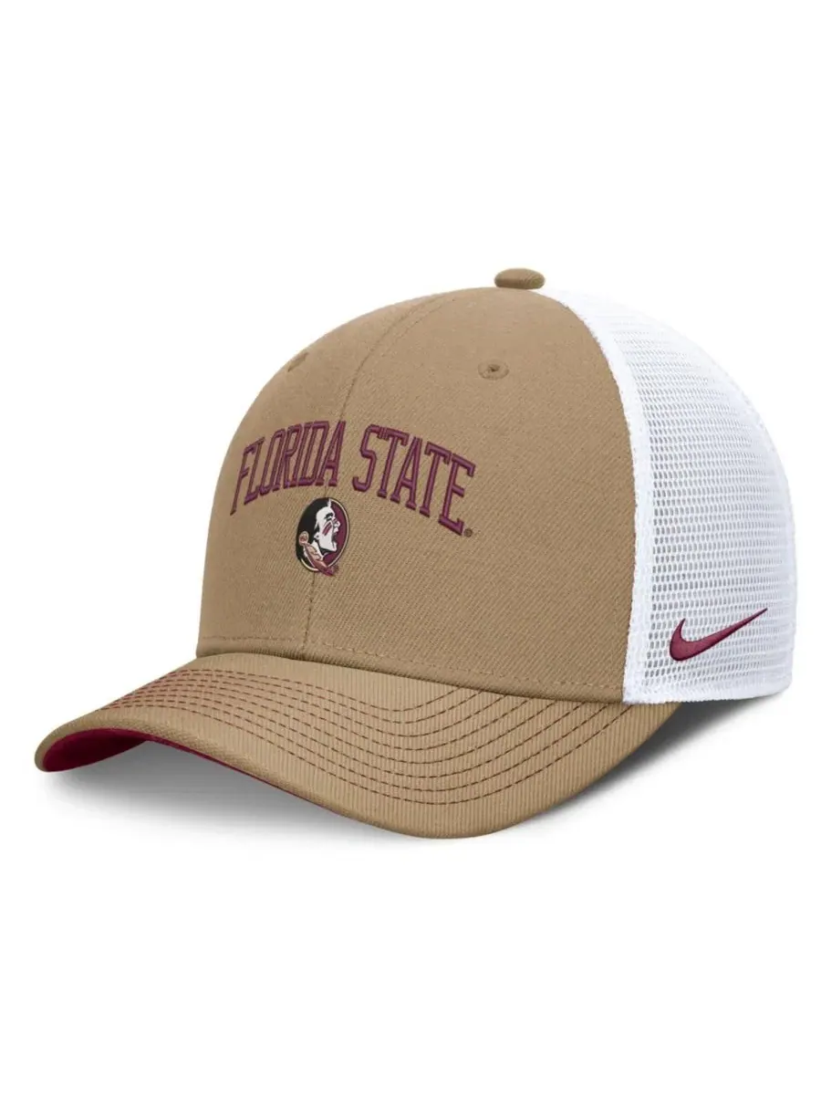 Кепка-тракер с вышивкой Florida State Seminoles Primetime Arched Nike — изображение 1 из 5, бежевый