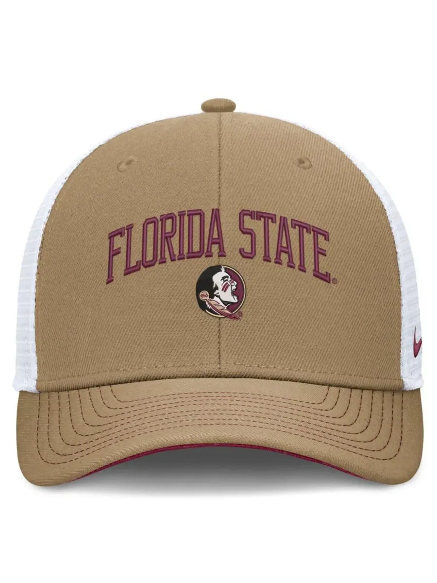 Кепка-тракер с вышивкой Florida State Seminoles Primetime Arched Nike — изображение 2 из 5, бежевый
