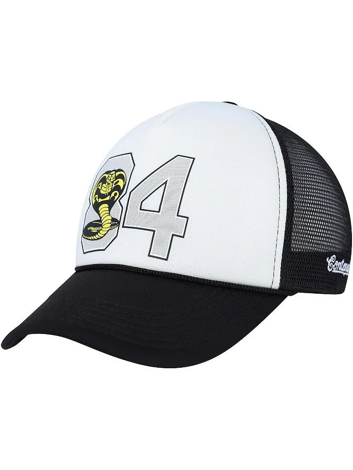 Мужская и женская белая и черная шляпа Cobra Kai 84 Snapback Contenders Clothing — черный