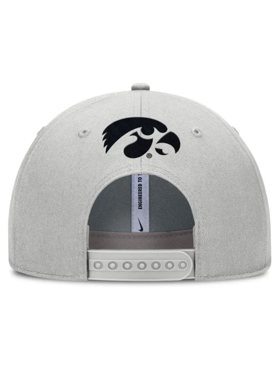 Nike Мужская серая бейсболка Iowa Hawkeyes 2025 Sideline Dust с регулируемой высотой и зауженным — изображение 1 из 3, серый