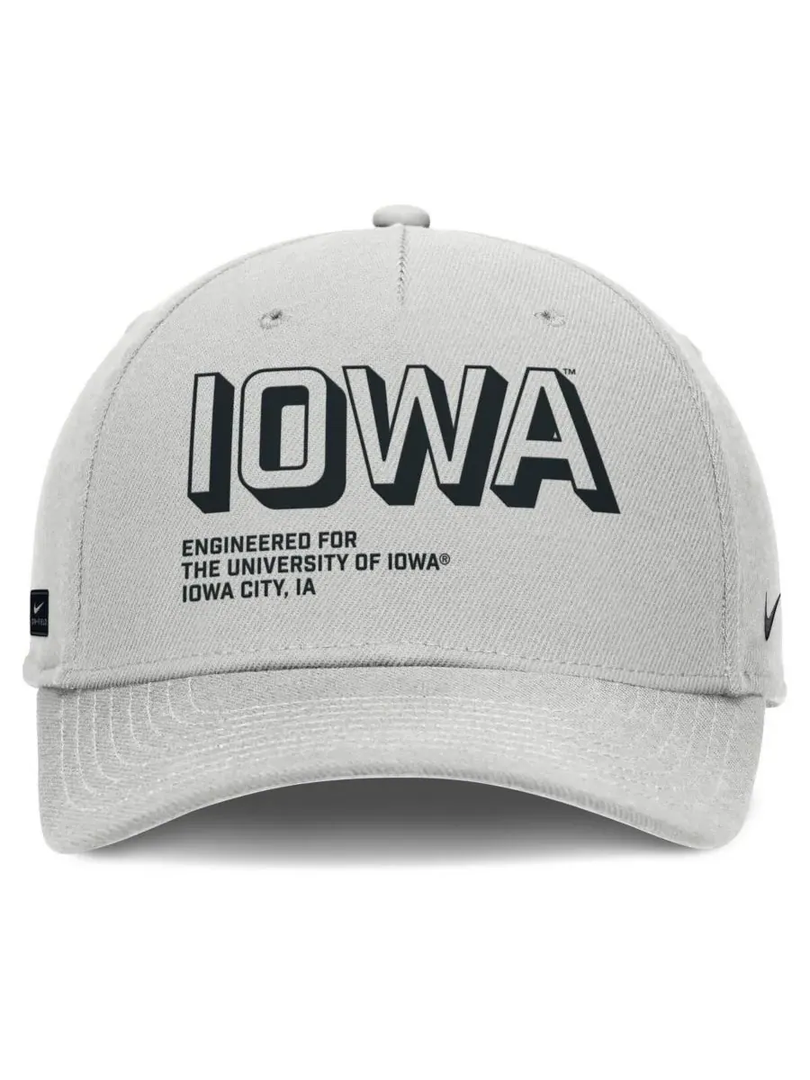 Nike Мужская серая бейсболка Iowa Hawkeyes 2025 Sideline Dust с регулируемой высотой и зауженным — изображение 3 из 3, серый