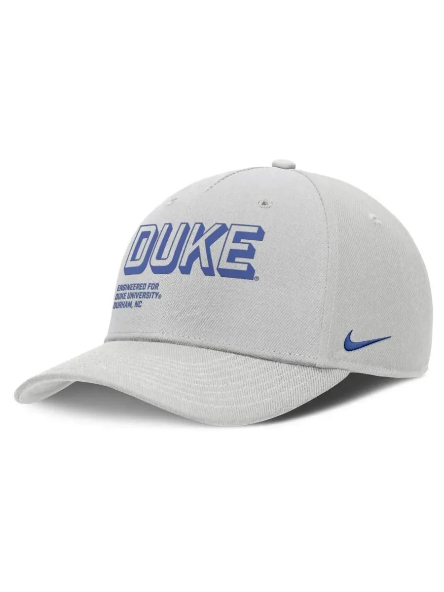Nike Мужская серая бейсболка Duke Blue Devils 2025 Sideline Dust с регулируемой высотой и зауженным — изображение 1 из 4