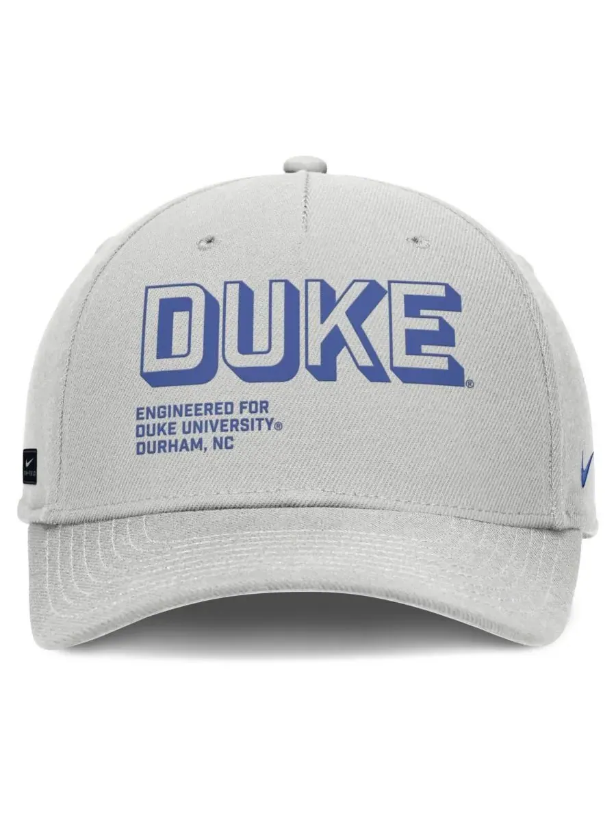 Nike Мужская серая бейсболка Duke Blue Devils 2025 Sideline Dust с регулируемой высотой и зауженным — изображение 2 из 4
