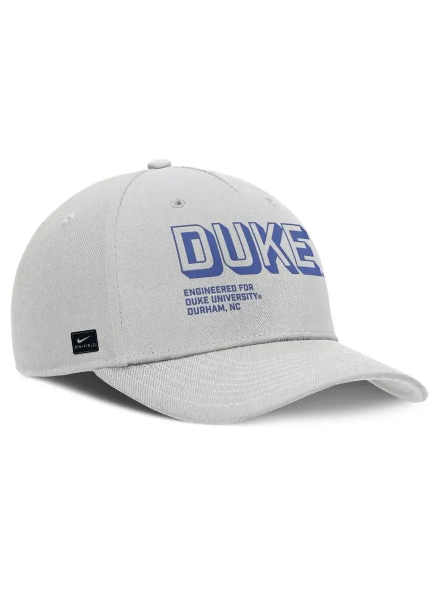 Nike Мужская серая бейсболка Duke Blue Devils 2025 Sideline Dust с регулируемой высотой и зауженным — изображение 3 из 4
