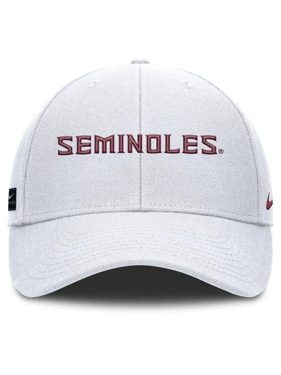 Nike Мужская белая регулируемая бейсболка Florida State Seminoles 2025 On-Field Rise Performance — изображение 2 из 4, белый