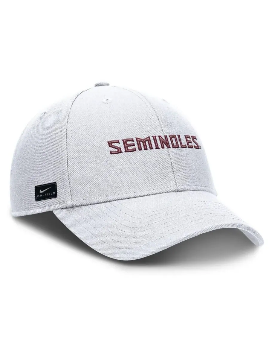 Nike Мужская белая регулируемая бейсболка Florida State Seminoles 2025 On-Field Rise Performance — изображение 3 из 4, белый