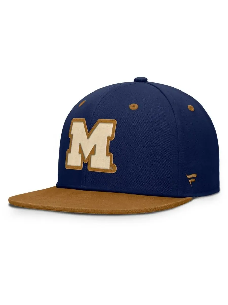 Fanatics Мужская шляпа темно-синего/коричневого цвета Michigan Wolverines Noboa — изображение 1 из 4, темно-синий коричневый