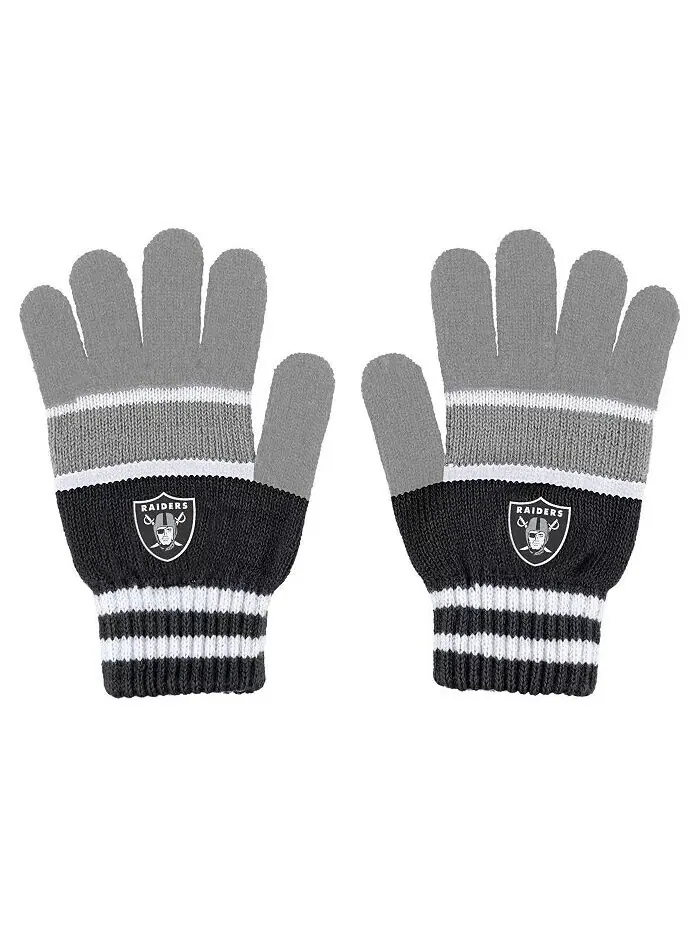 Женский комплект перчаток и шарфа в полоску Las Vegas Raiders Wear By Erin Andrews — изображение 3 из 3, серый черный