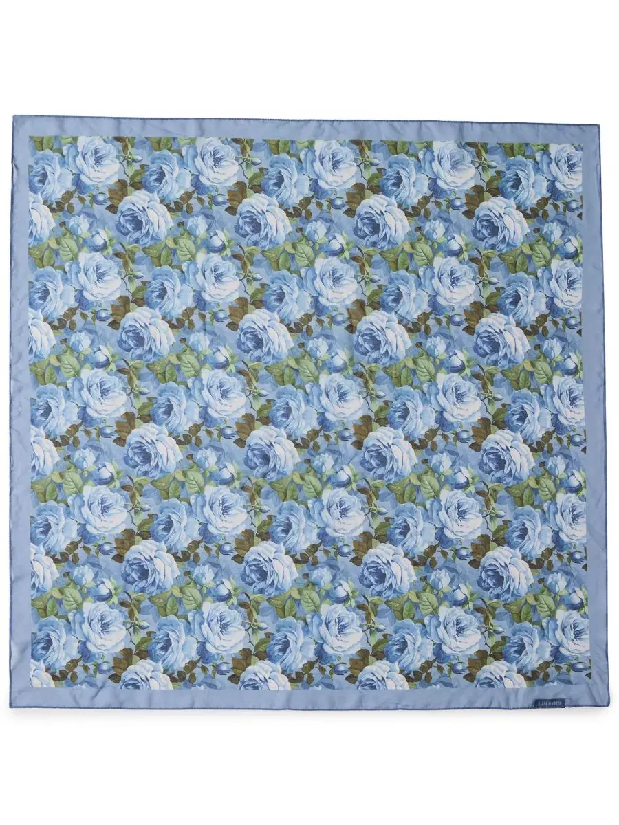 Шелковый шарф Vintage-Inspired Floral Square Scarf Steve Madden — изображение 1 из 3, синий мульти