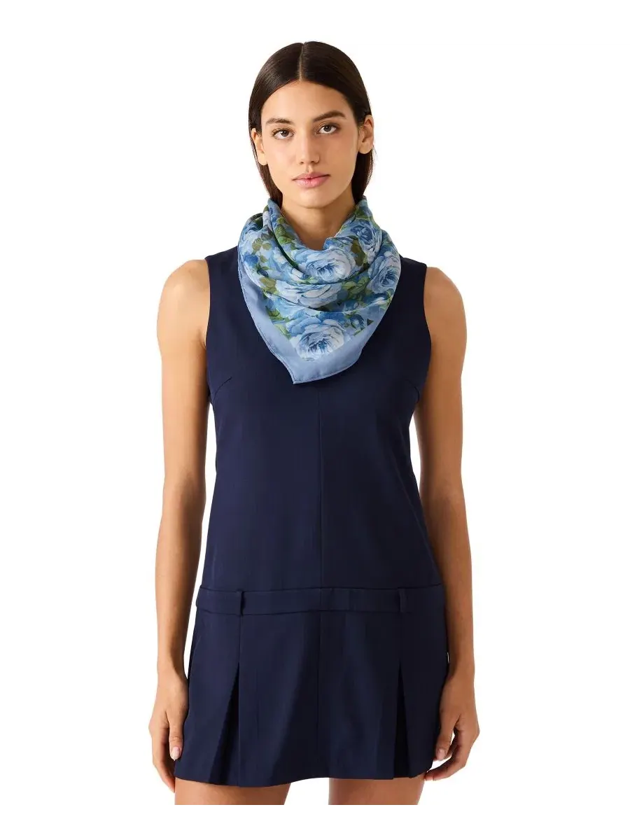 Шелковый шарф Vintage-Inspired Floral Square Scarf Steve Madden — изображение 2 из 3, синий мульти