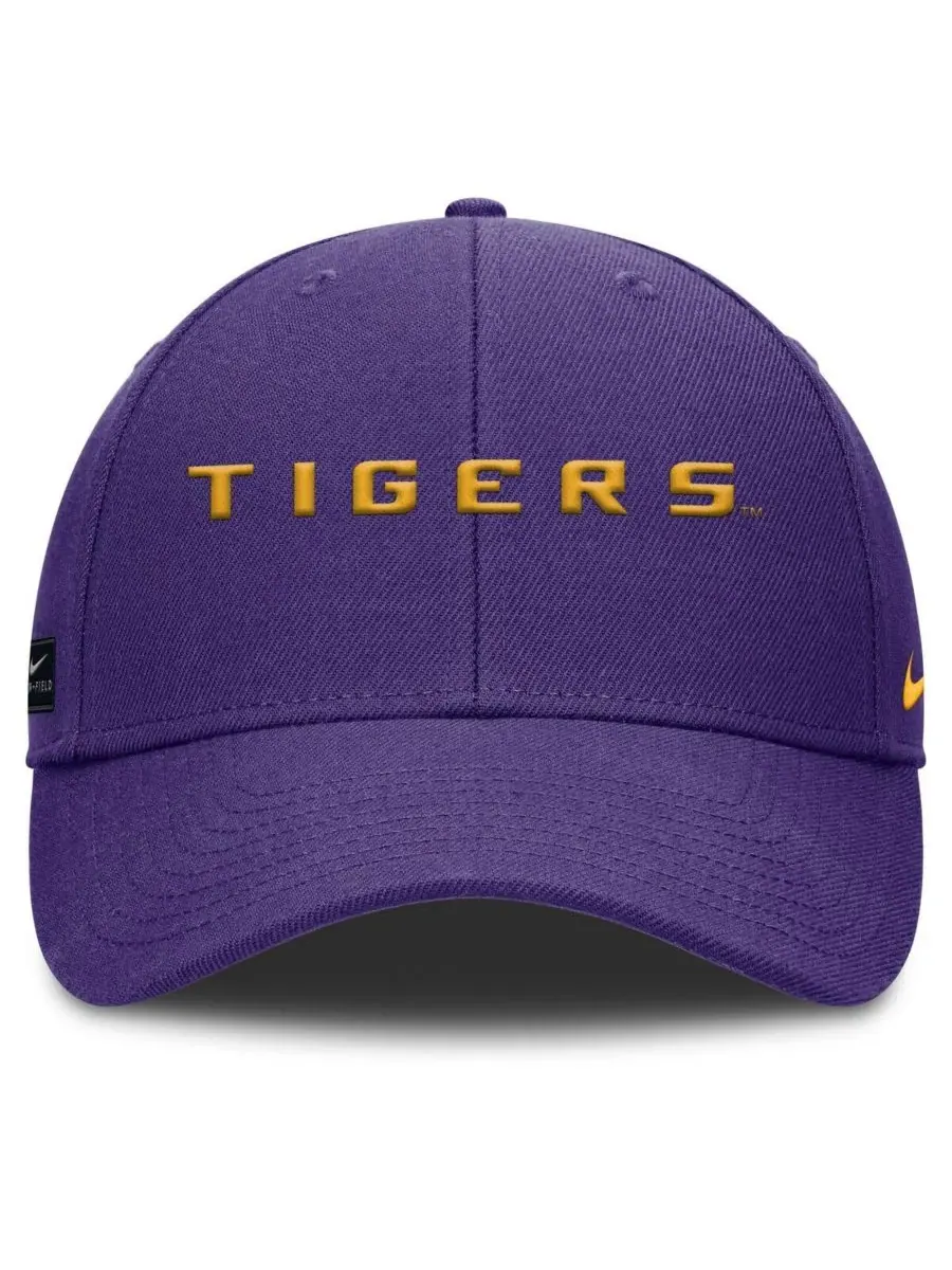 Nike Мужская фиолетовая регулируемая бейсболка LSU Tigers 2025 On-Field Rise Performance — изображение 2 из 4, фиолетовый