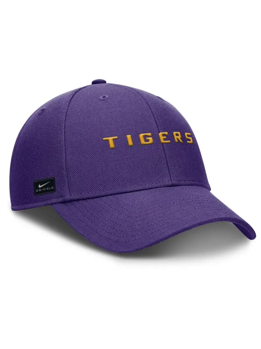 Nike Мужская фиолетовая регулируемая бейсболка LSU Tigers 2025 On-Field Rise Performance — изображение 3 из 4, фиолетовый
