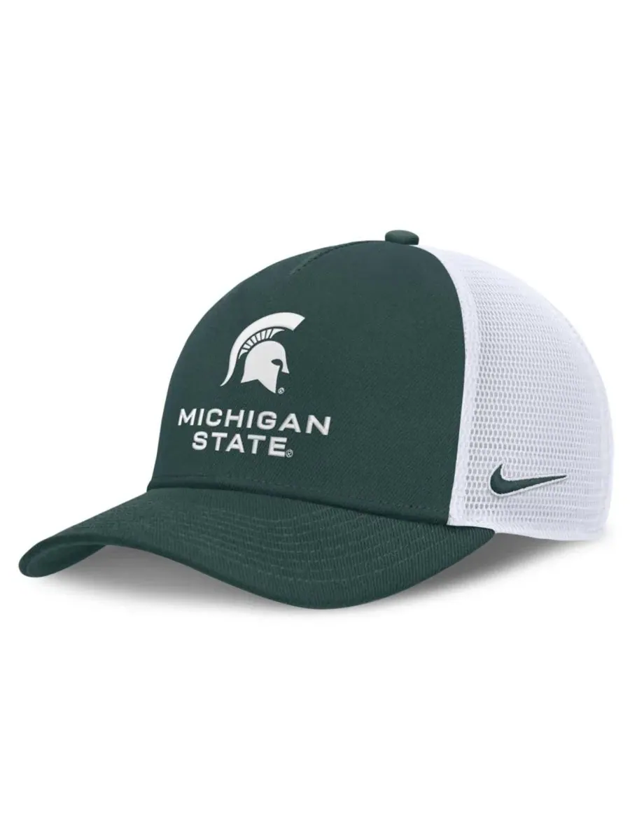 Бейсболка с козырьком Michigan State Spartans 2026 On-Field Gameday Trucker Hat Nike — изображение 1 из 4, зеленый белый