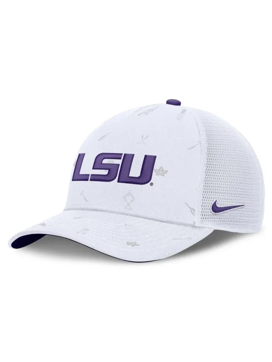 Кепка Nike LSU Tigers Country Club Golfin' Rise Trucker Adjustable Hat — изображение 1 из 5, белый белый