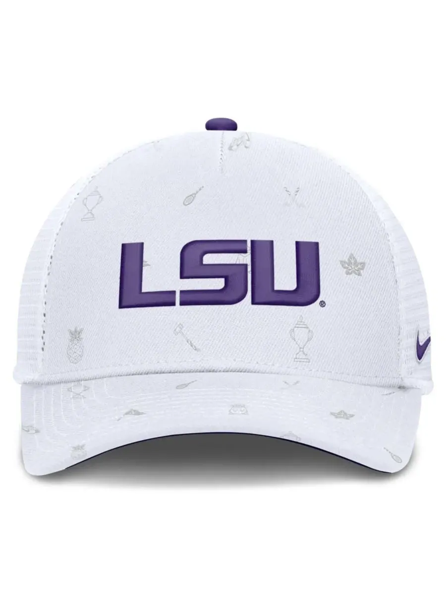 Кепка Nike LSU Tigers Country Club Golfin' Rise Trucker Adjustable Hat — изображение 2 из 5, белый белый