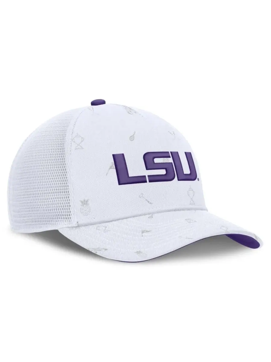 Кепка Nike LSU Tigers Country Club Golfin' Rise Trucker Adjustable Hat — изображение 3 из 5, белый белый
