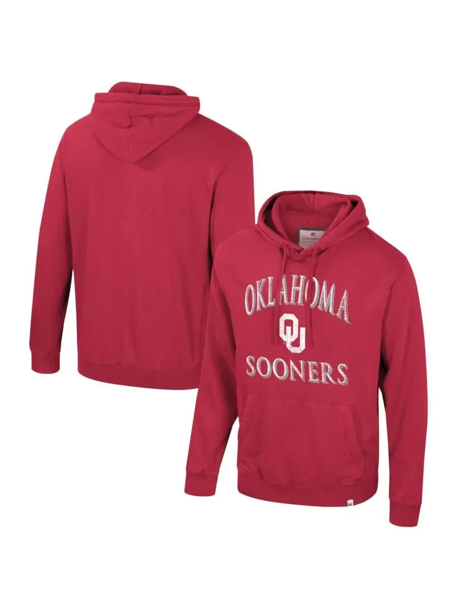 Colosseum Мужская большая кепка Oklahoma Sooners цвета "малиновый" (E-Tan) с капюшоном — изображение 1 из 3, красный