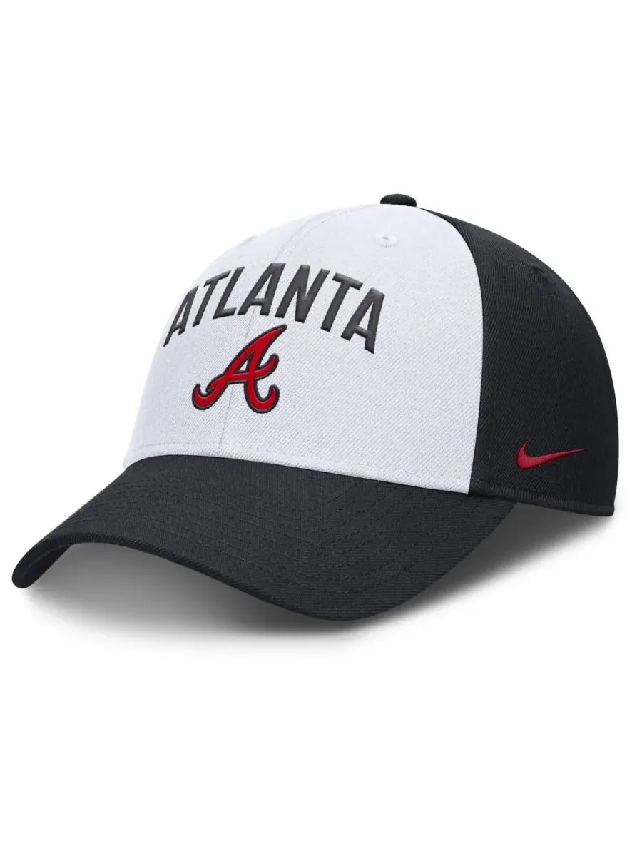 Nike Мужская регулируемая бейсболка Atlanta Braves Club белого/темно-синего цвета — изображение 1 из 4, белый темно-синий