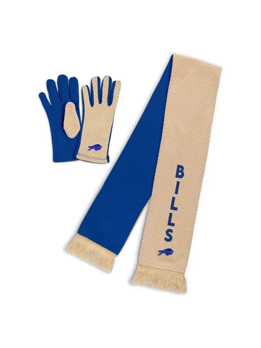 Шарф и перчатки с эмблемой Buffalo Bills, Tonal Microcheck WEAR by Erin Andrews — изображение 1 из 3, бежевый
