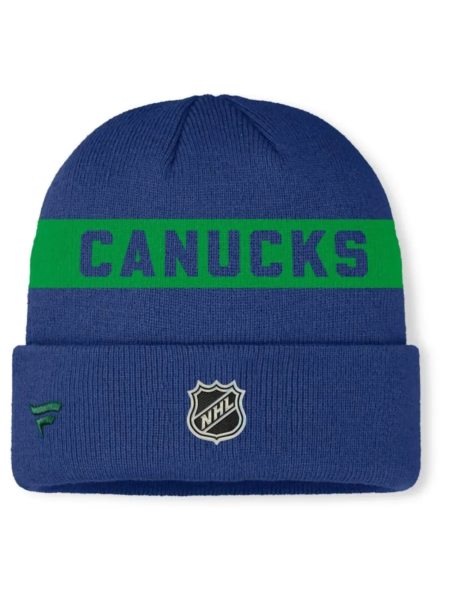 Fanatics Мужская синяя вязаная шапка с отворотом с символикой Vancouver Canucks Authentic Pro Rink — изображение 2 из 2