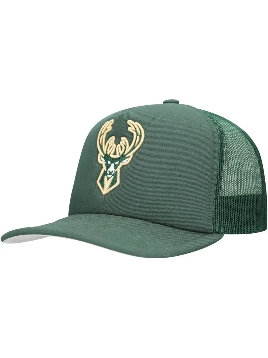 Mitchell & Ness Мужская регулируемая кепка-тракер Milwaukee Bucks Core Evergreen OTC цвета Hunter — изображение 1 из 4