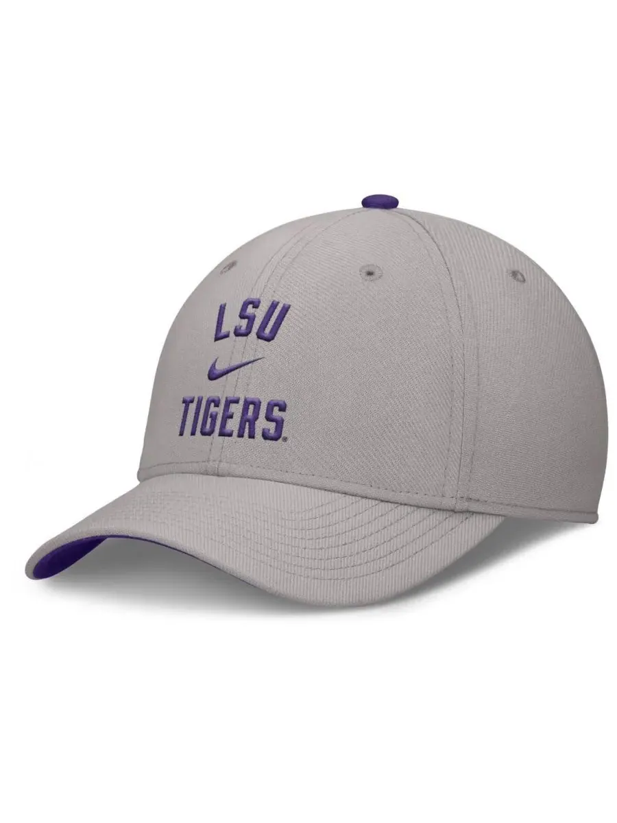 Nike Мужская серая бейсболка LSU Tigers Rise Prep Performance Flex Hat — изображение 1 из 4, серый