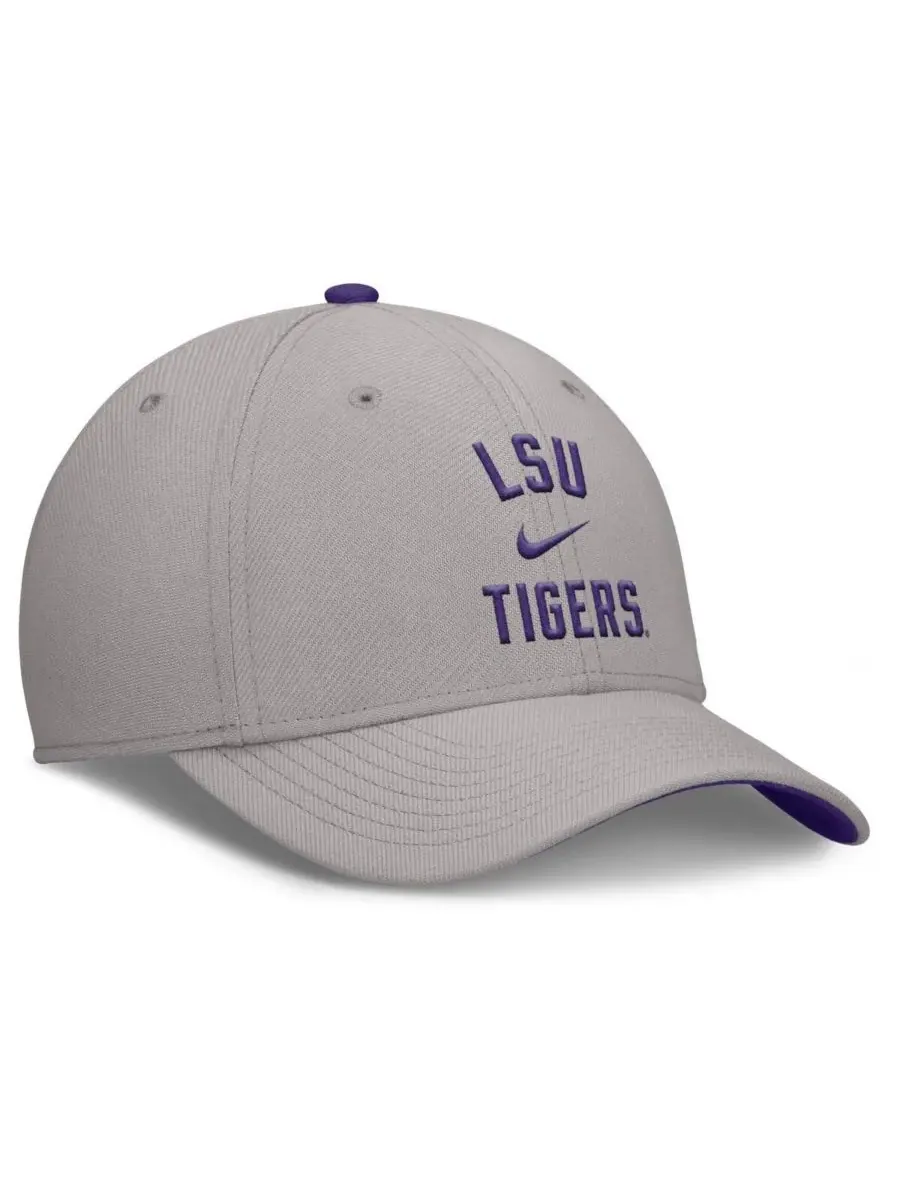Nike Мужская серая бейсболка LSU Tigers Rise Prep Performance Flex Hat — изображение 3 из 4, серый