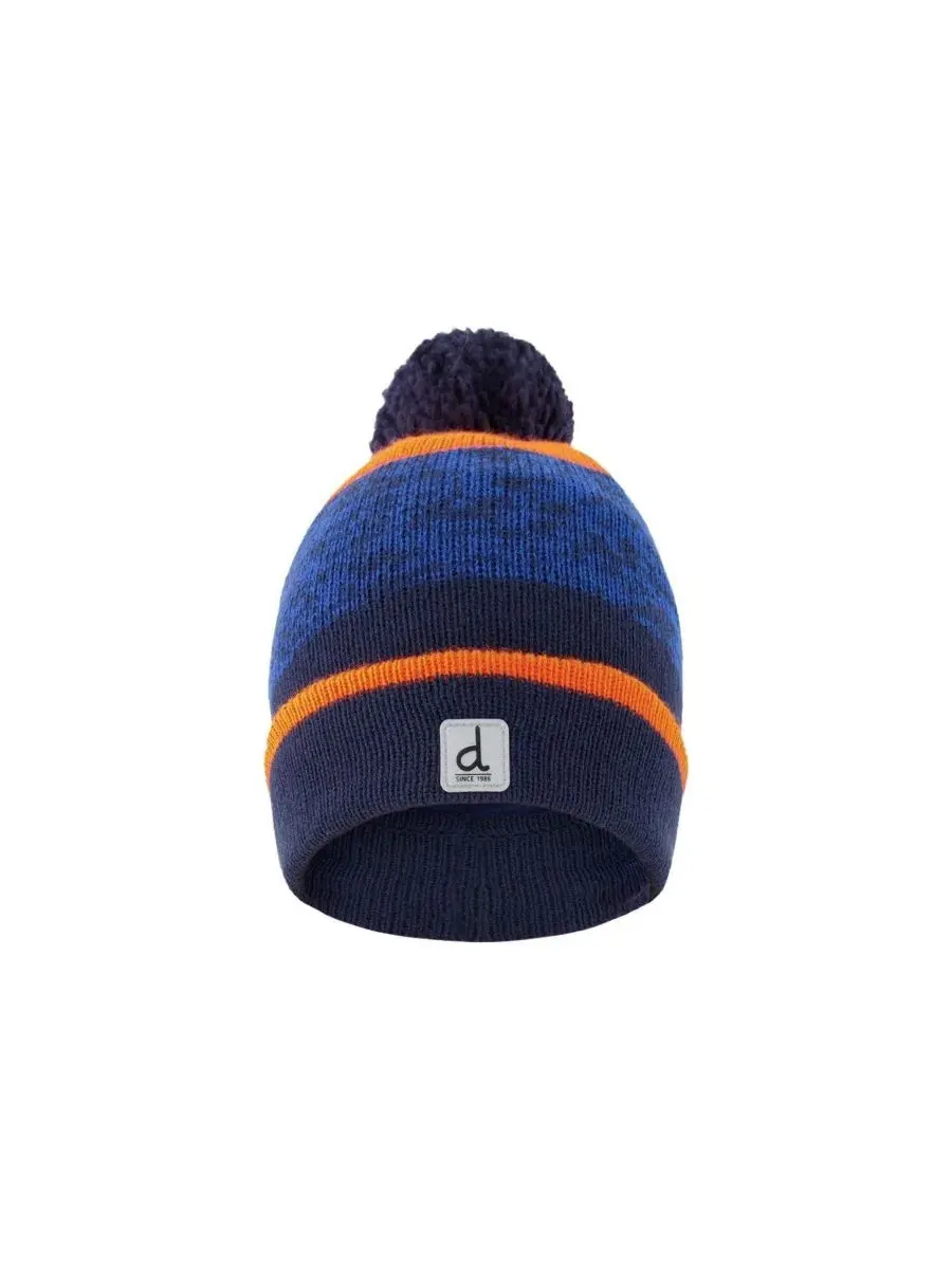 Вязаная шапка с помпоном Winter Knit Hat with Pompom Deux par Deux — изображение 1 из 5, синий оранжевый