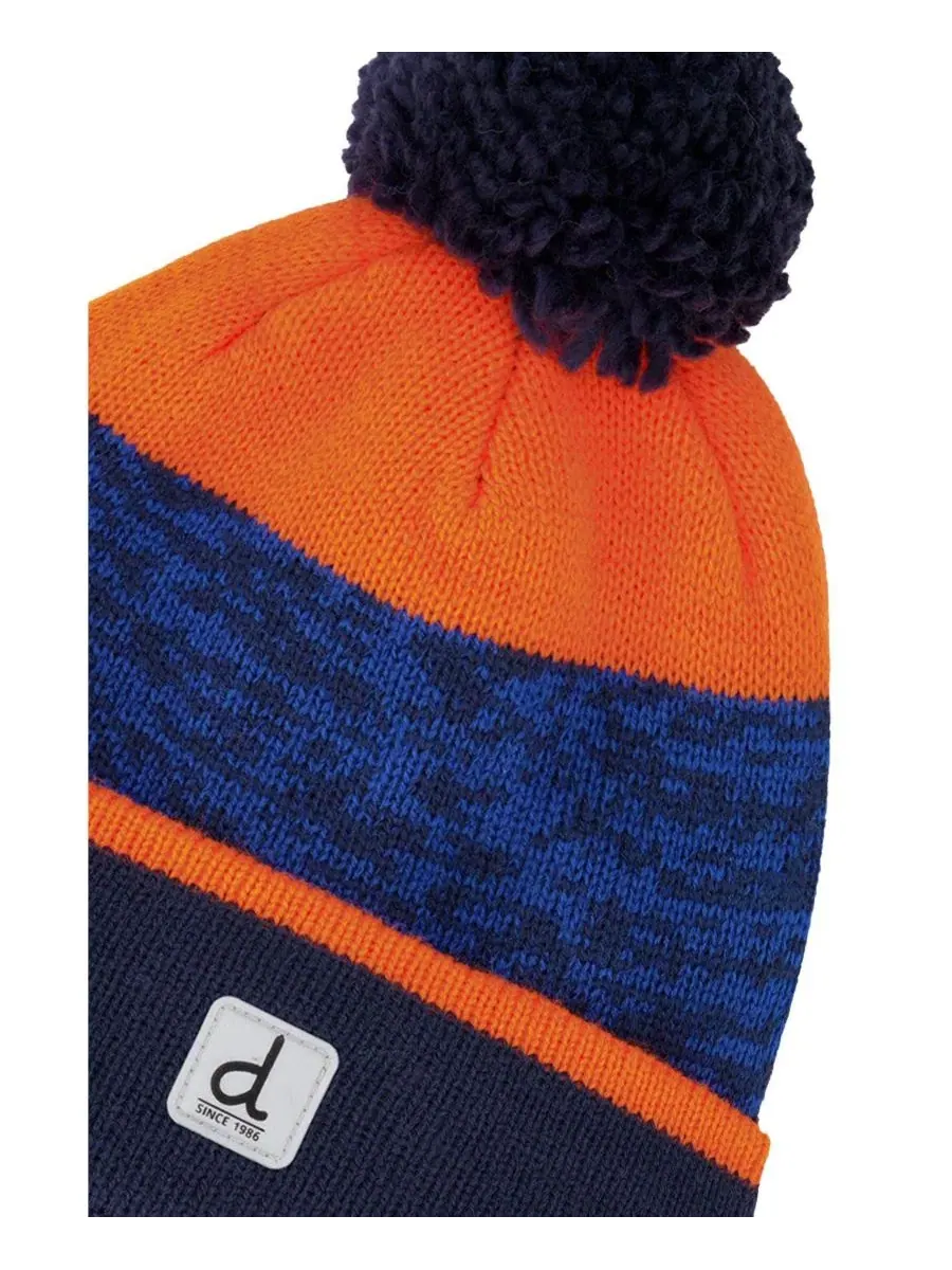 Вязаная шапка с помпоном Winter Knit Hat with Pompom Deux par Deux — изображение 4 из 5, синий оранжевый