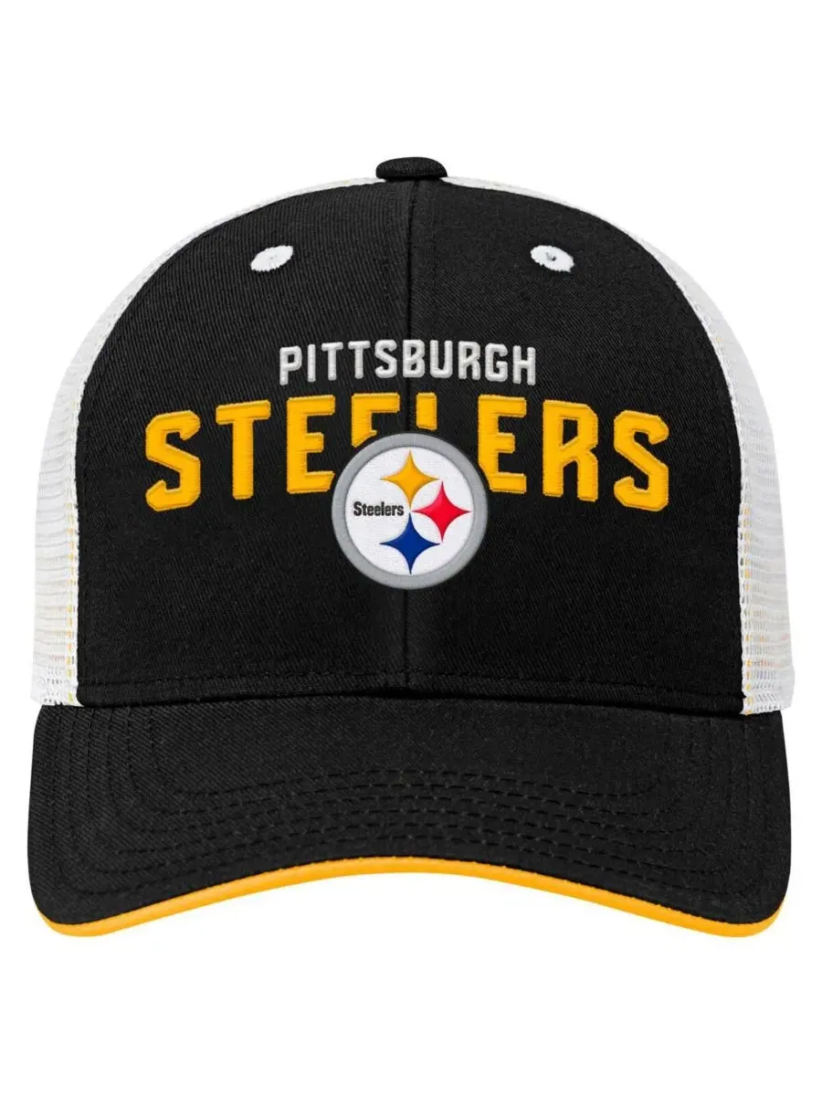 Детская кепка-тракер с вышивкой Pittsburgh Steelers Core Lockup Trucker Outerstuff — изображение 2 из 3, черный