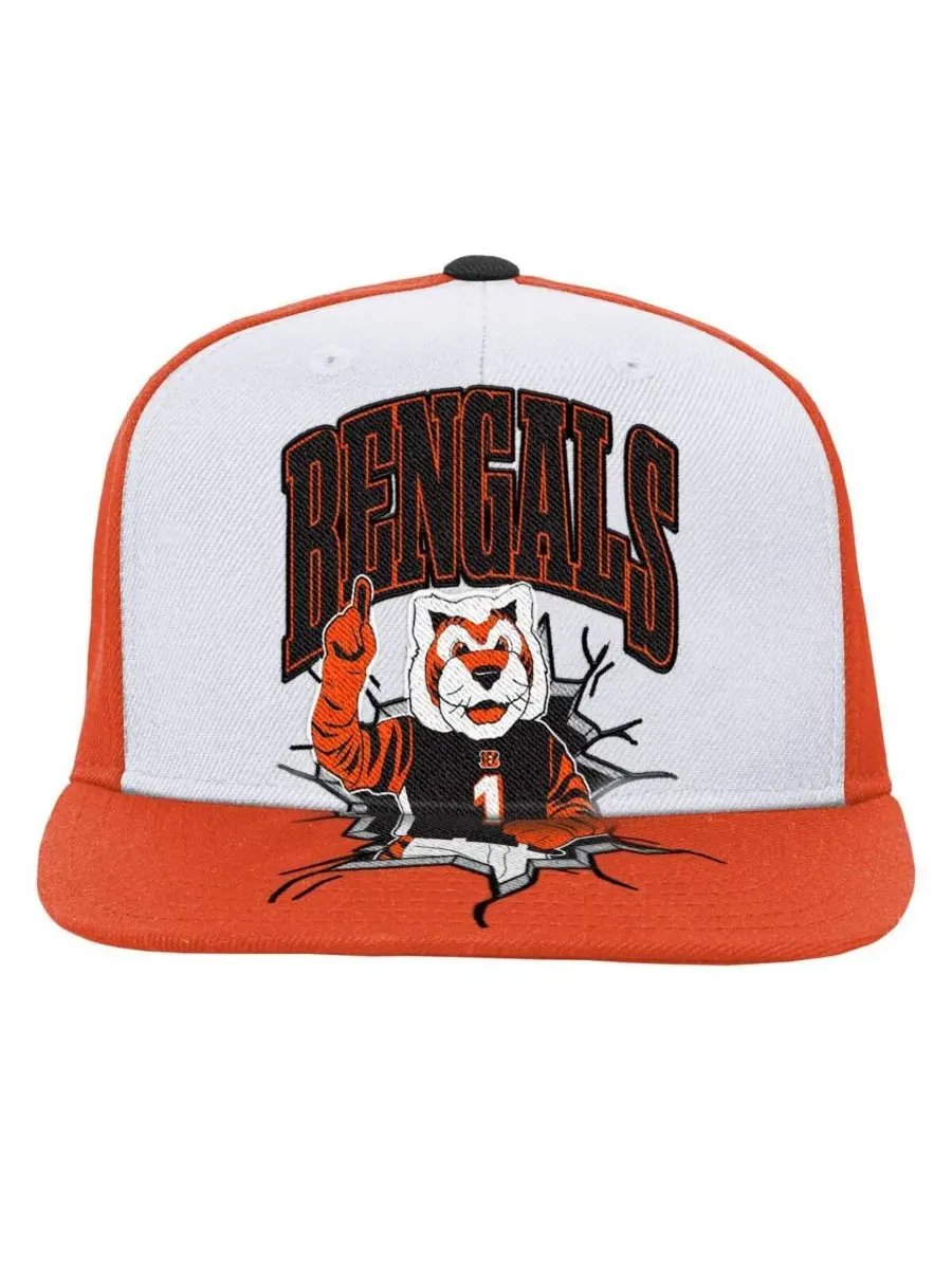 Кепка-снапбек с вышивкой талисмана Cincinnati Bengals Mitchell & Ness — изображение 3 из 3, белый черный
