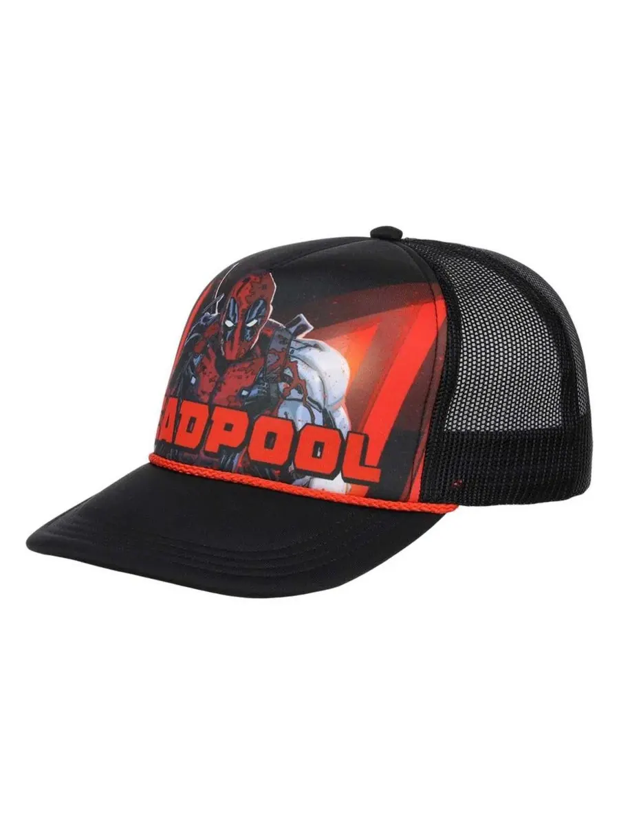 Lids Мужская черная кепка-тракер Deadpool с большим передним карманом из пеноматериала, регулируемая — изображение 1 из 4