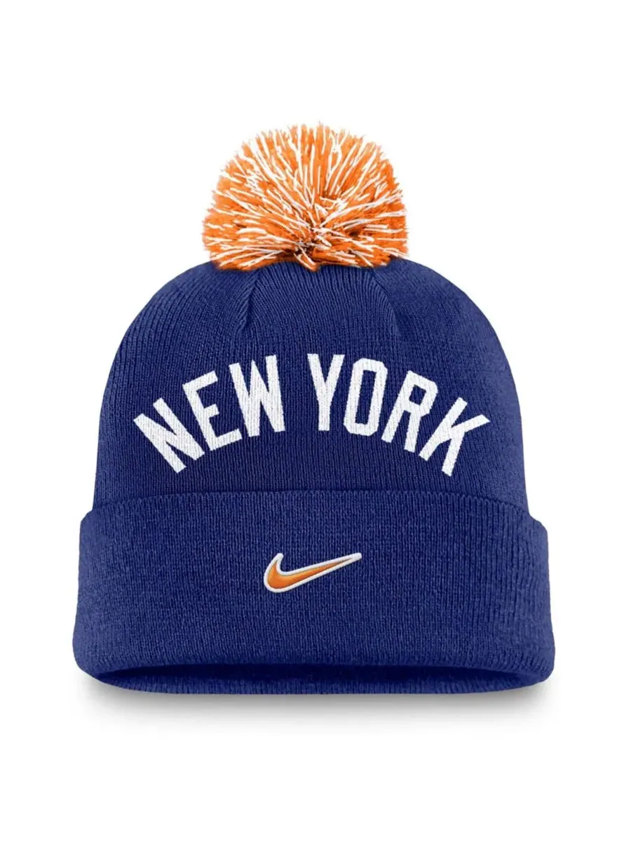 Шапка с помпоном и отворотом New York Yankees Peak Cuffed Knit Hat Nike — изображение 2 из 2, королевский