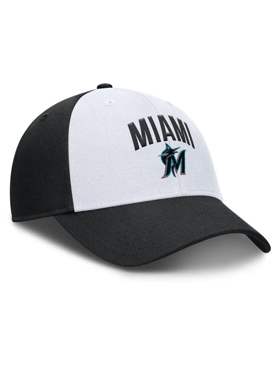 Nike Мужская регулируемая бейсболка Miami Marlins Club Performance белого/черного цвета — изображение 2 из 4, белый черный