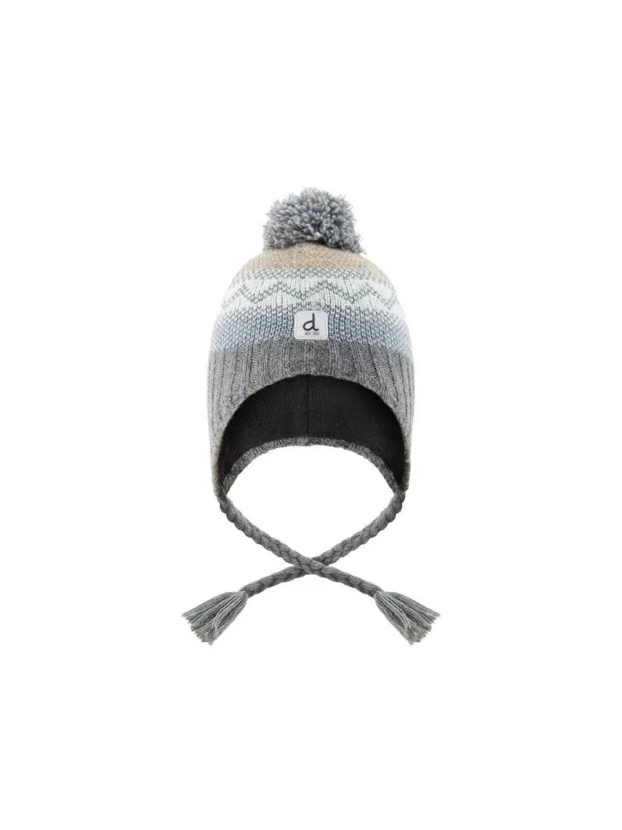 Шапка зимняя с помпоном, с ушками, жаккард Fair Isle Deux par Deux — изображение 1 из 5, серый зеленый