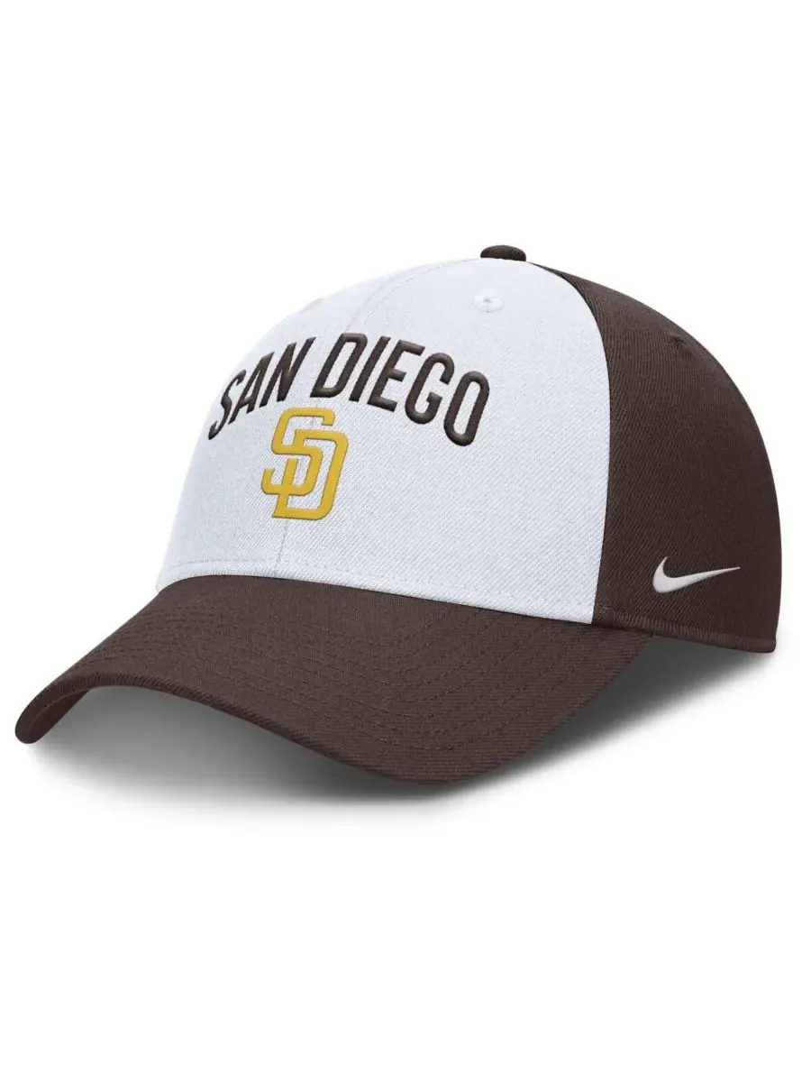 Nike Мужская регулируемая бейсболка San Diego Padres Club белого/коричневого цвета — изображение 1 из 4, белый коричневый
