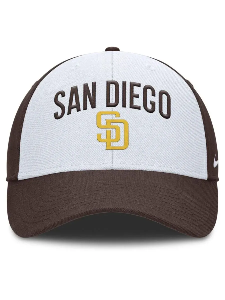 Nike Мужская регулируемая бейсболка San Diego Padres Club белого/коричневого цвета — изображение 2 из 4, белый коричневый
