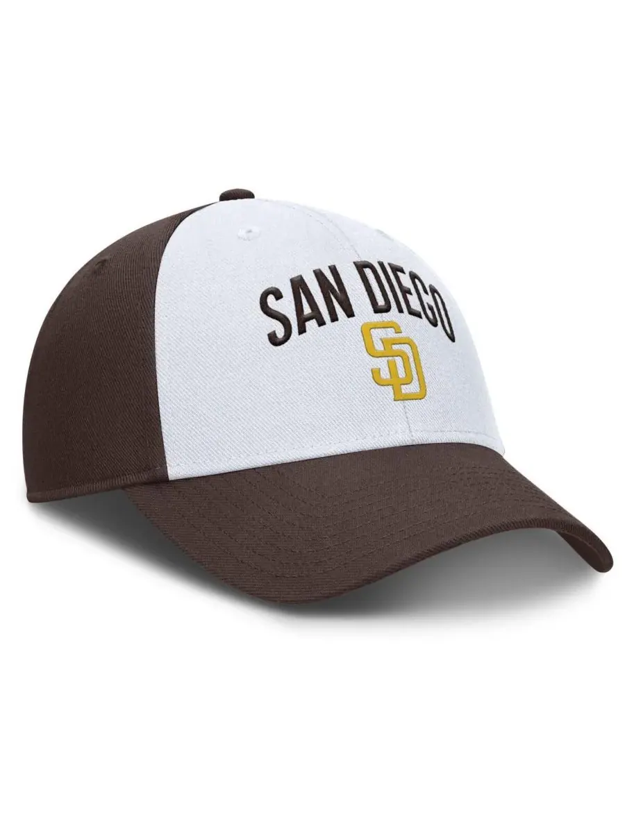 Nike Мужская регулируемая бейсболка San Diego Padres Club белого/коричневого цвета — изображение 3 из 4, белый коричневый