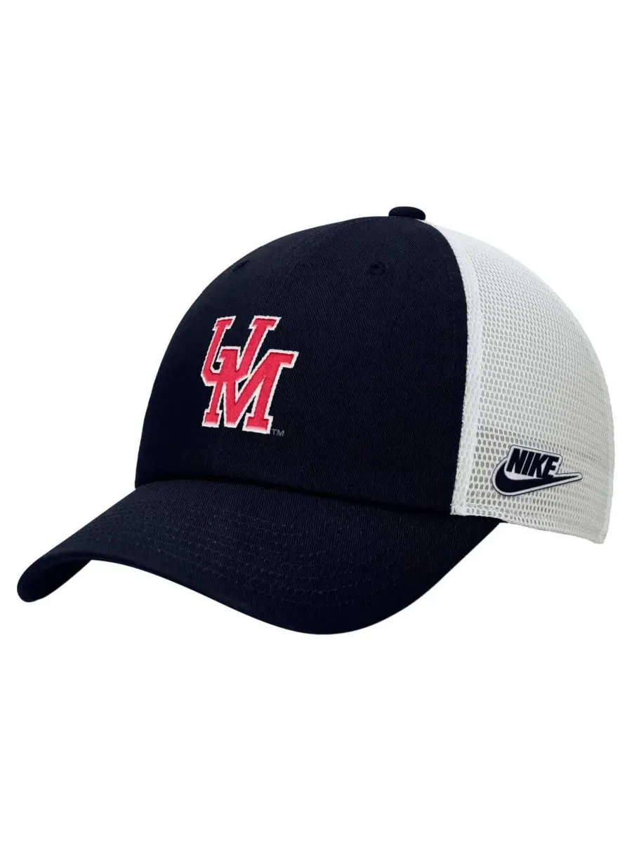 Nike Мужская кепка-тракер в винтажном стиле Ole Miss Rebels, темно-синяя/белая, с регулируемым — изображение 1 из 2