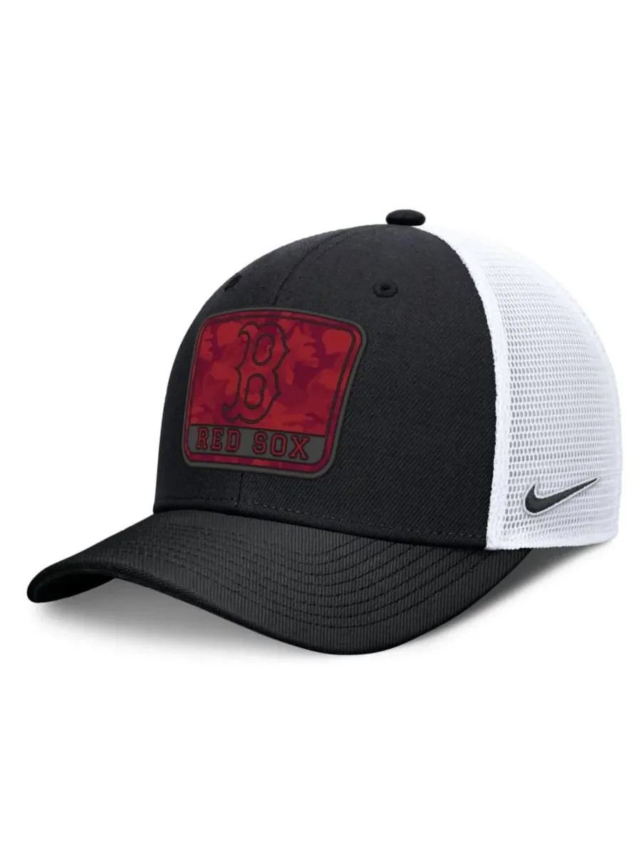 Бейсболка-тракер Nike Boston Red Sox Camo Rise Dri-FIT — изображение 1 из 4, черный белый