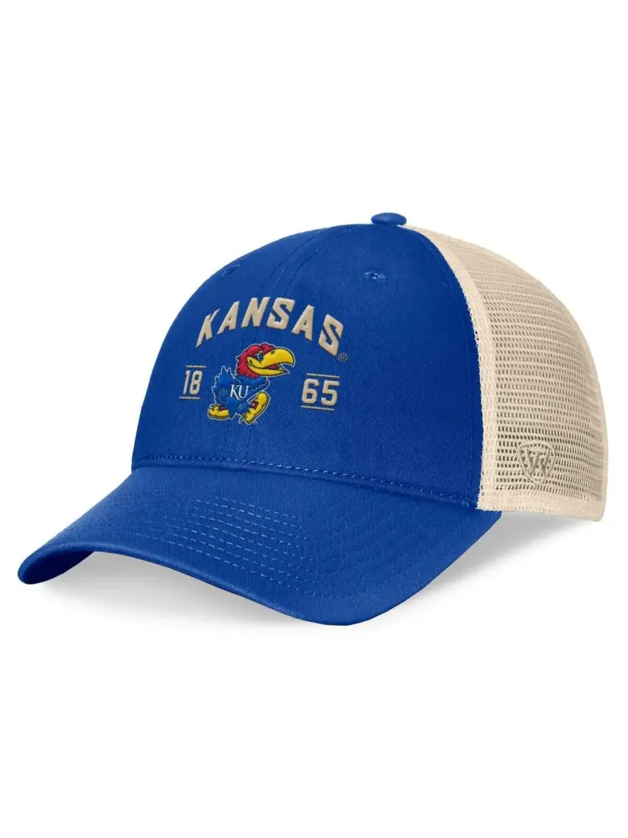 Мужская регулируемая кепка Royal Kansas Jayhawks Heritage Waylon Trucker Top of the World — изображение 1 из 4, королевский
