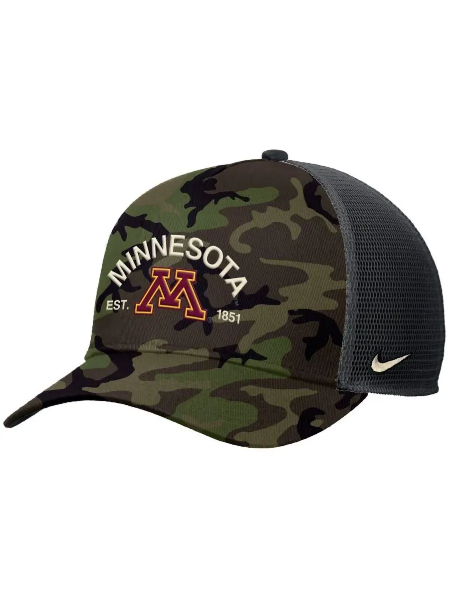 Nike Мужская камуфляжная кепка-тракер Minnesota Golden Gophers 2025 в знак благодарности — изображение 2 из 3