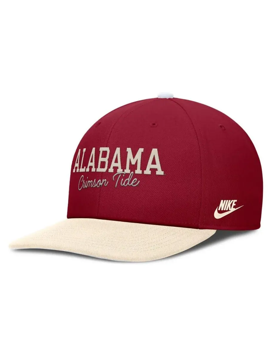 Nike Мужская кепка-снепбек Alabama Crimson Tide Pro Legacy Script цвета малиновый/кремовый — изображение 3 из 4