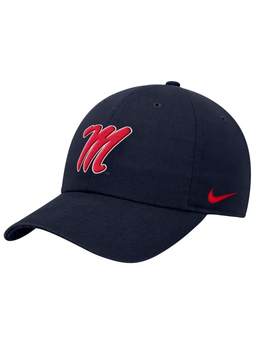 Nike Мужская темно-синяя регулируемая кепка Ole Miss Rebels Club — изображение 1 из 2, темно-синий
