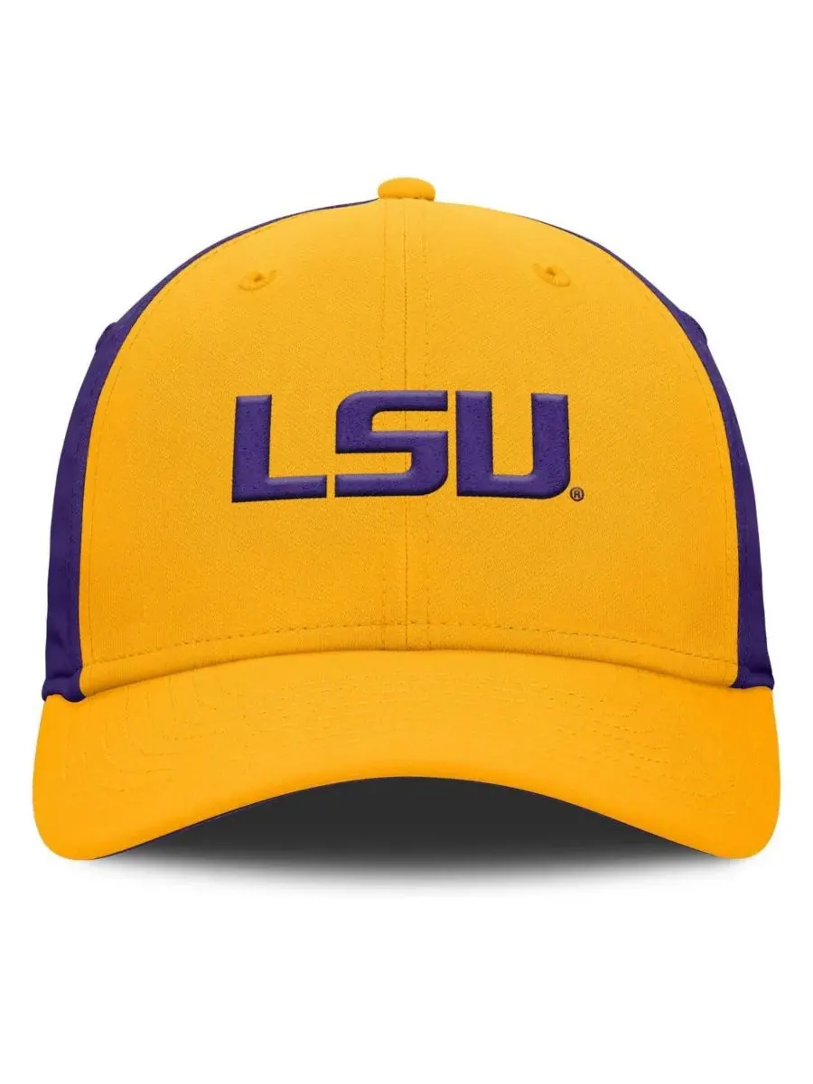 Nike Мужская золотисто-фиолетовая кепка LSU Tigers 2025 Sideline Rise Local Performance Flex Hat — изображение 2 из 4
