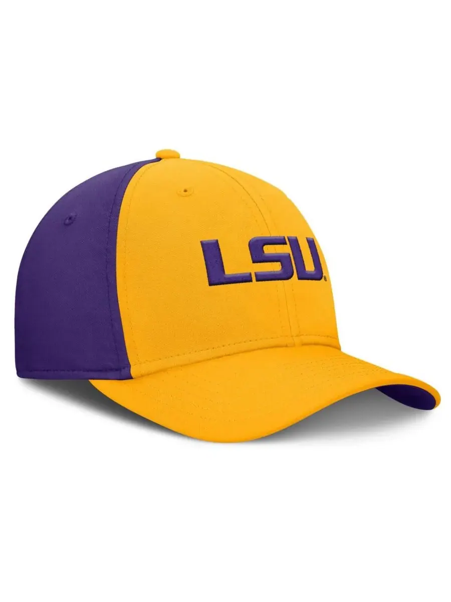 Nike Мужская золотисто-фиолетовая кепка LSU Tigers 2025 Sideline Rise Local Performance Flex Hat — изображение 3 из 4