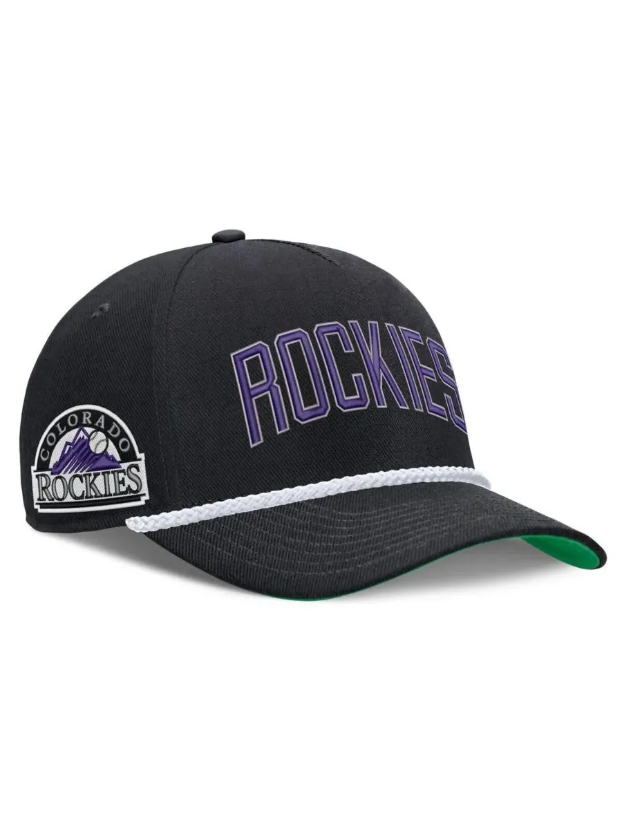 Мужская черная регулируемая кепка Colorado Rockies Cooperstown Collection Rise Nike — изображение 1 из 4, черный