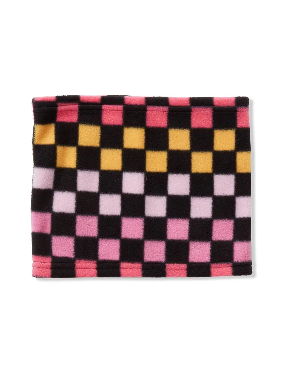 Детский уютный флисовый комплект: шапка, шарф и перчатки Lands' End, Gradient check/raspberry — изображение 2 из 4