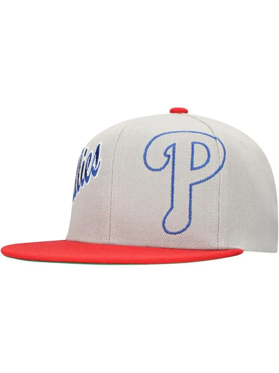 Mitchell & Ness Мужская серая бейсболка Philadelphia Phillies Knock Out Panel Snapback — изображение 1 из 4, серый