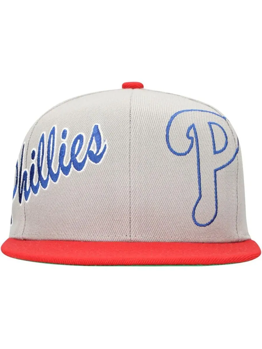 Mitchell & Ness Мужская серая бейсболка Philadelphia Phillies Knock Out Panel Snapback — изображение 2 из 4, серый